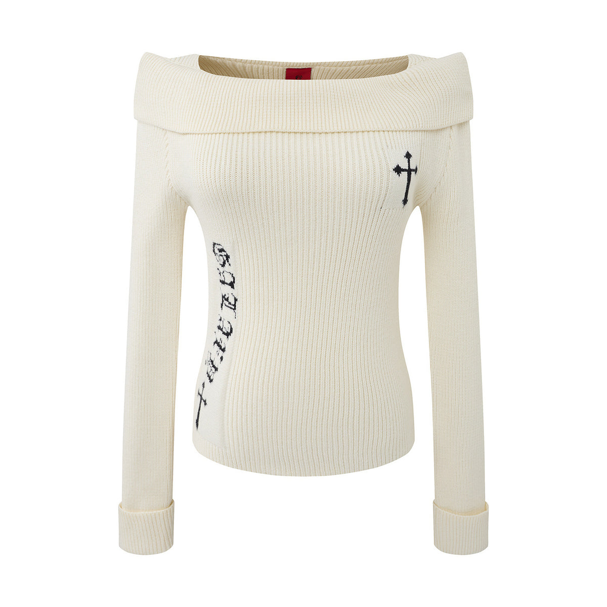 Women's Sweet Sexy Jacquard Long Sleeve Off-Shoulder Slim Fit Knit Top