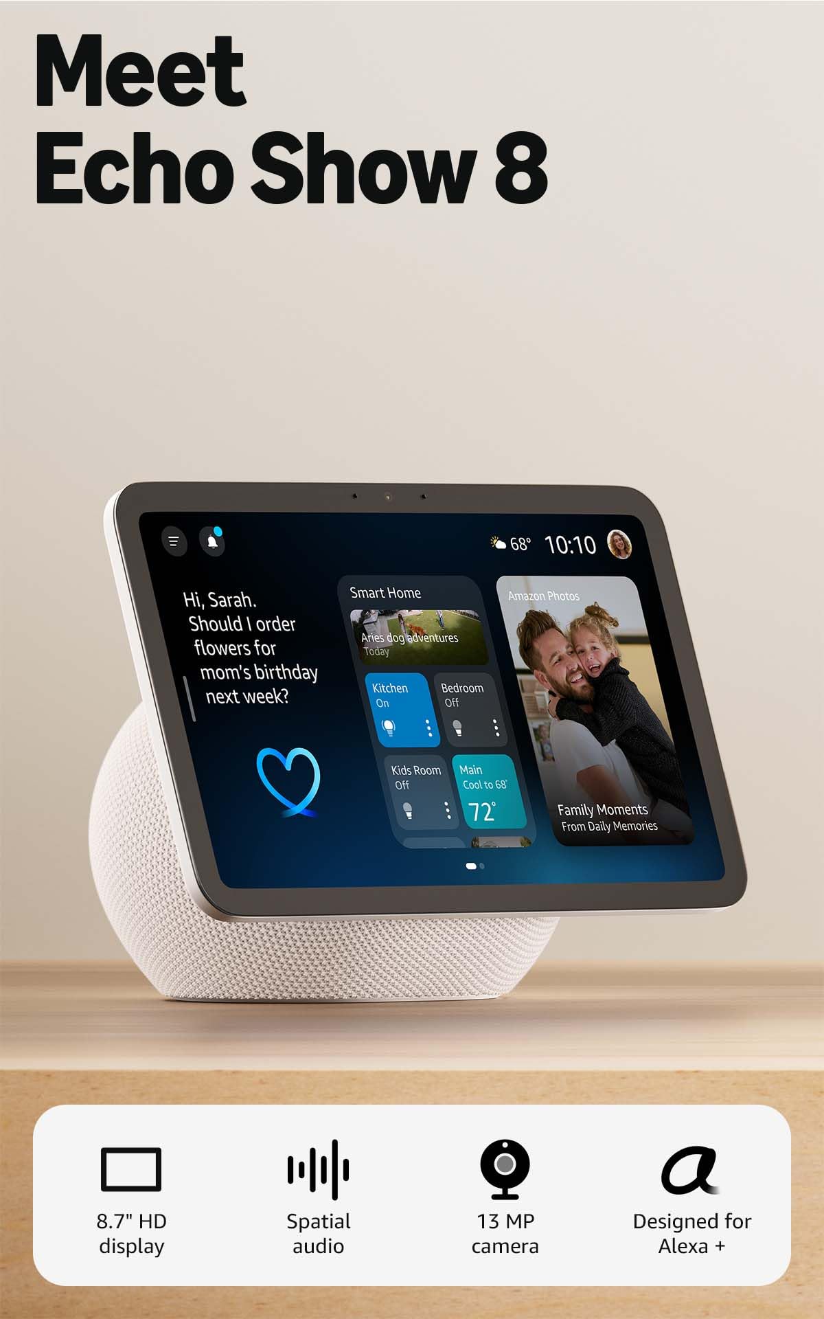Amazon Echo Show 11 (newest model), Vibrant Full-HD 11" display with more viewing area and spatial audio, Designed for Alexa+, Graphite
