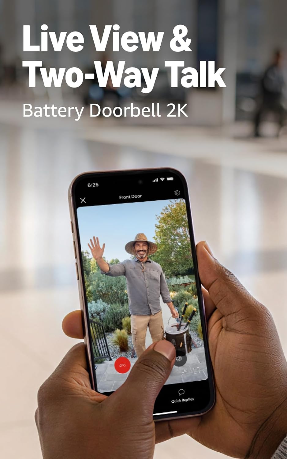 Ring Battery Doorbell 2K (newest model) Retinal 2K with wide-angle video, up to 6x Enhanced Zoom, Two-Way Talk, and Built-In Battery, Speckled Gray