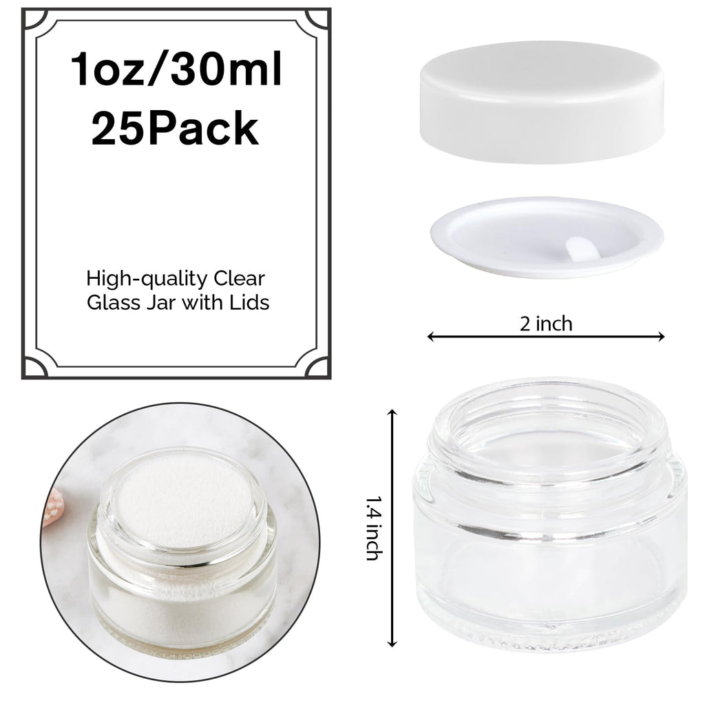1oz Glass Jar with Lid,Hoa Kinh 25Pack Pink Frosted Cosmetic Containers