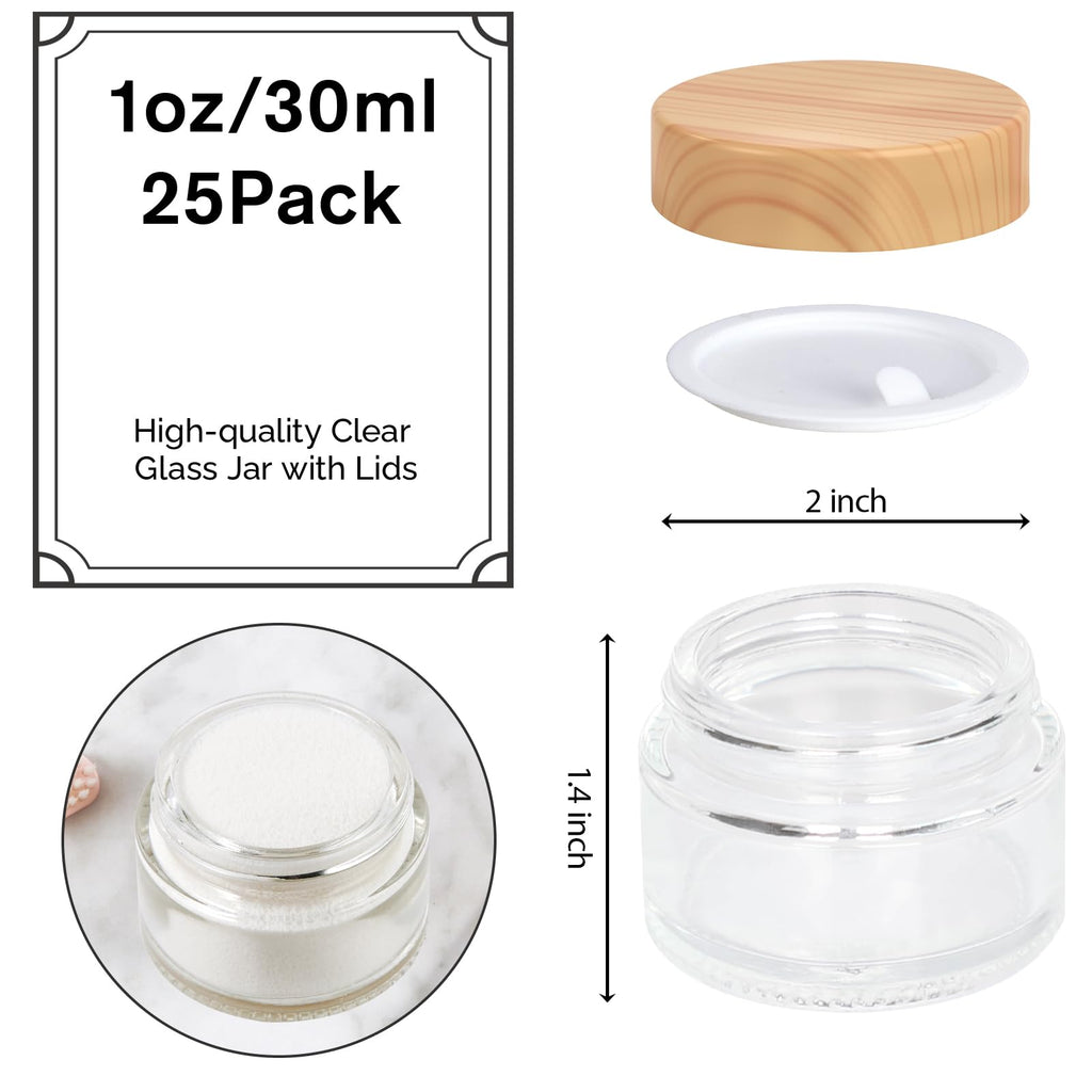 1oz Glass Jar with Lid,Hoa Kinh 25Pack Pink Frosted Cosmetic Containers