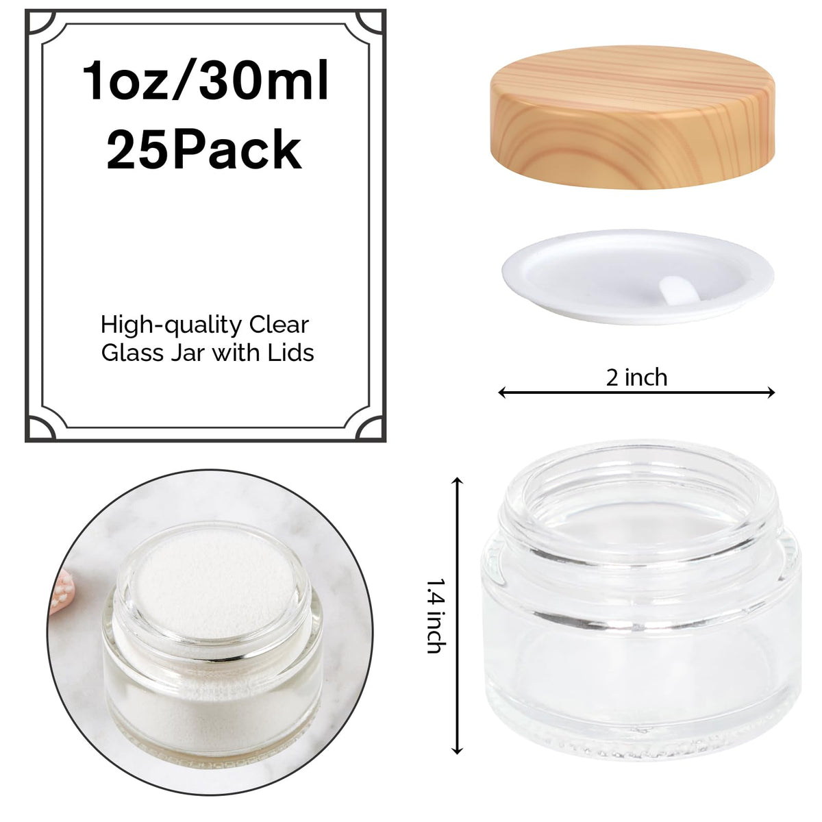 1oz Glass Jar with Lid,Hoa Kinh 25Pack Pink Frosted Cosmetic Containers