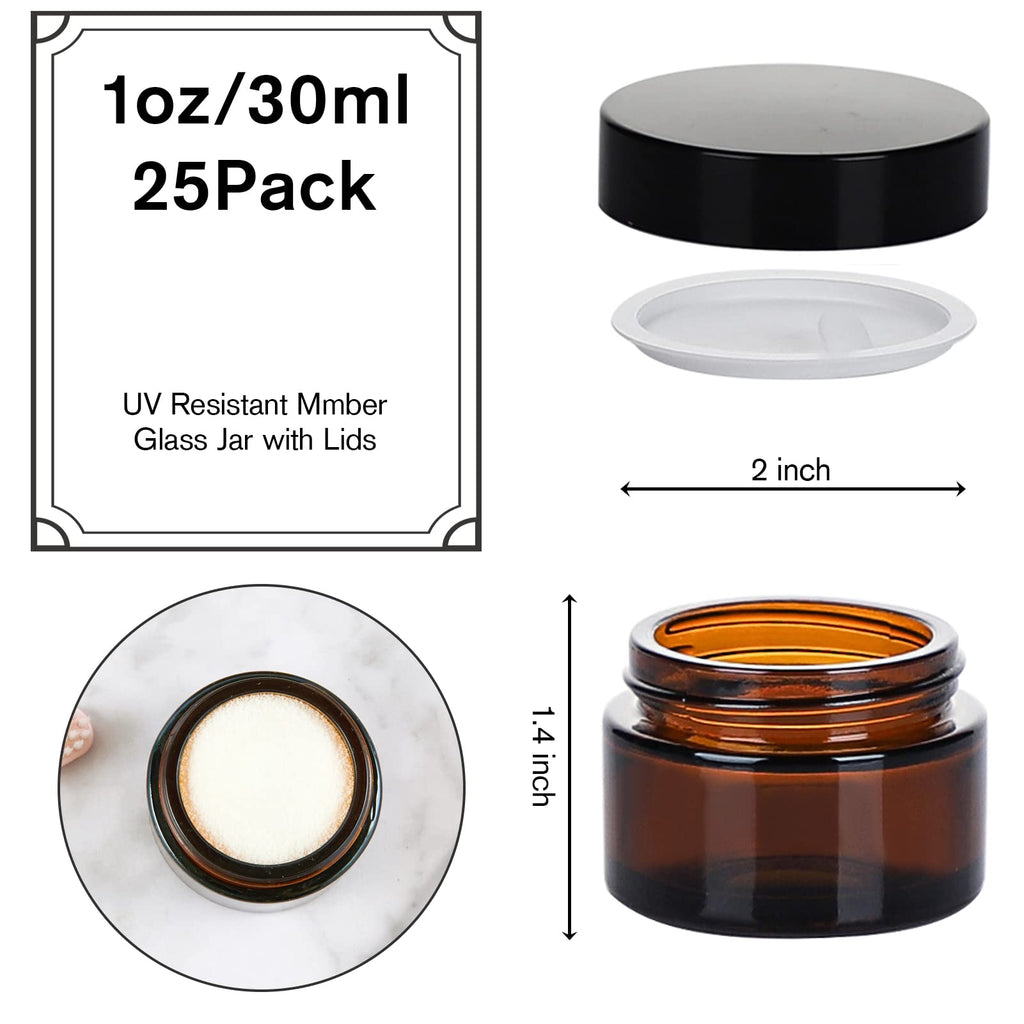 1oz Glass Jar with Lid,Hoa Kinh 25Pack Pink Frosted Cosmetic Containers