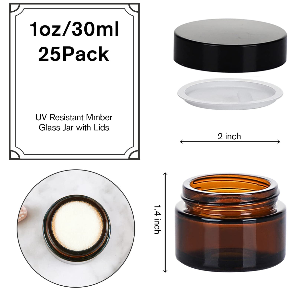 1oz Glass Jar with Lid,Hoa Kinh 25Pack Pink Frosted Cosmetic Containers