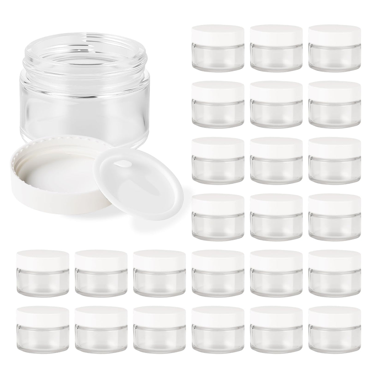1oz Glass Jar with Lid,Hoa Kinh 25Pack Pink Frosted Cosmetic Containers