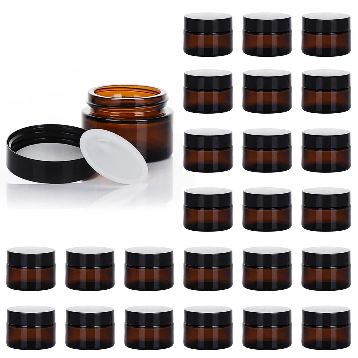 1oz Glass Jar with Lid,Hoa Kinh 25Pack Pink Frosted Cosmetic Containers