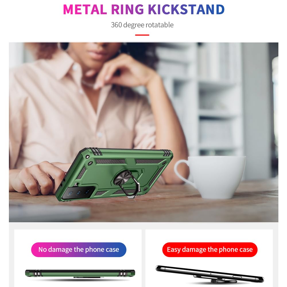 Yiakeng Samsung Galaxy S9 Case, Samsung S9 Case, Military Grade Protective Cases with Ring for Samsung Galaxy S9 (Dark Green)