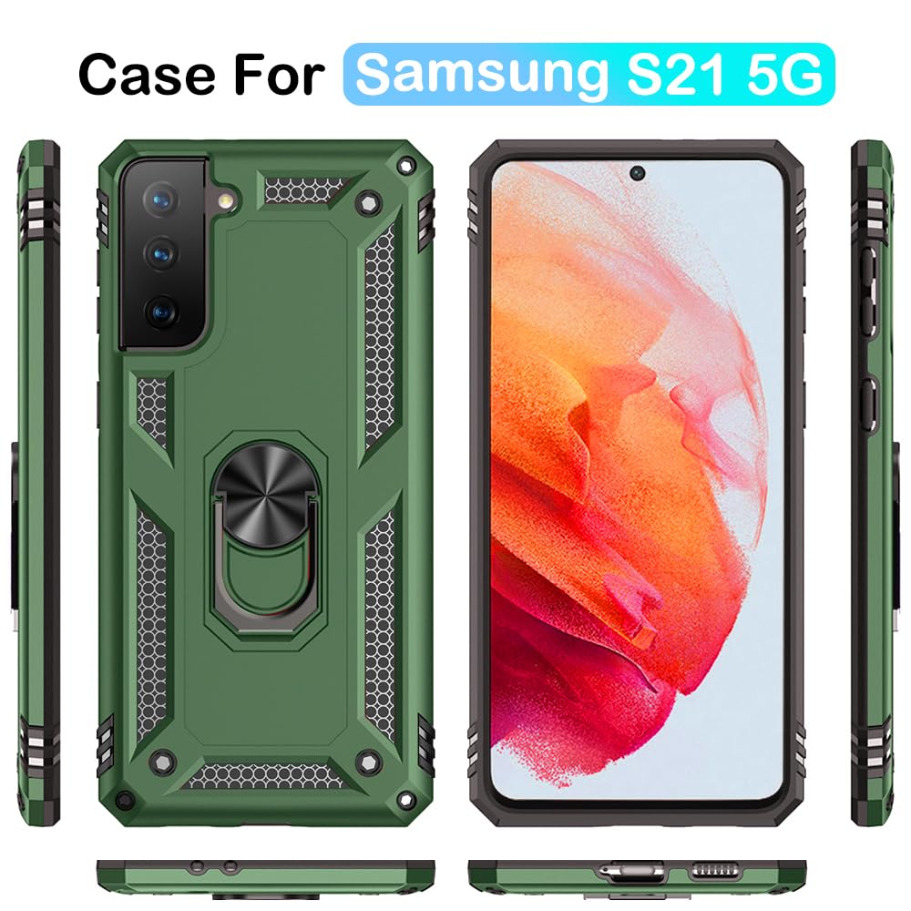 Yiakeng Samsung Galaxy S9 Case, Samsung S9 Case, Military Grade Protective Cases with Ring for Samsung Galaxy S9 (Dark Green)