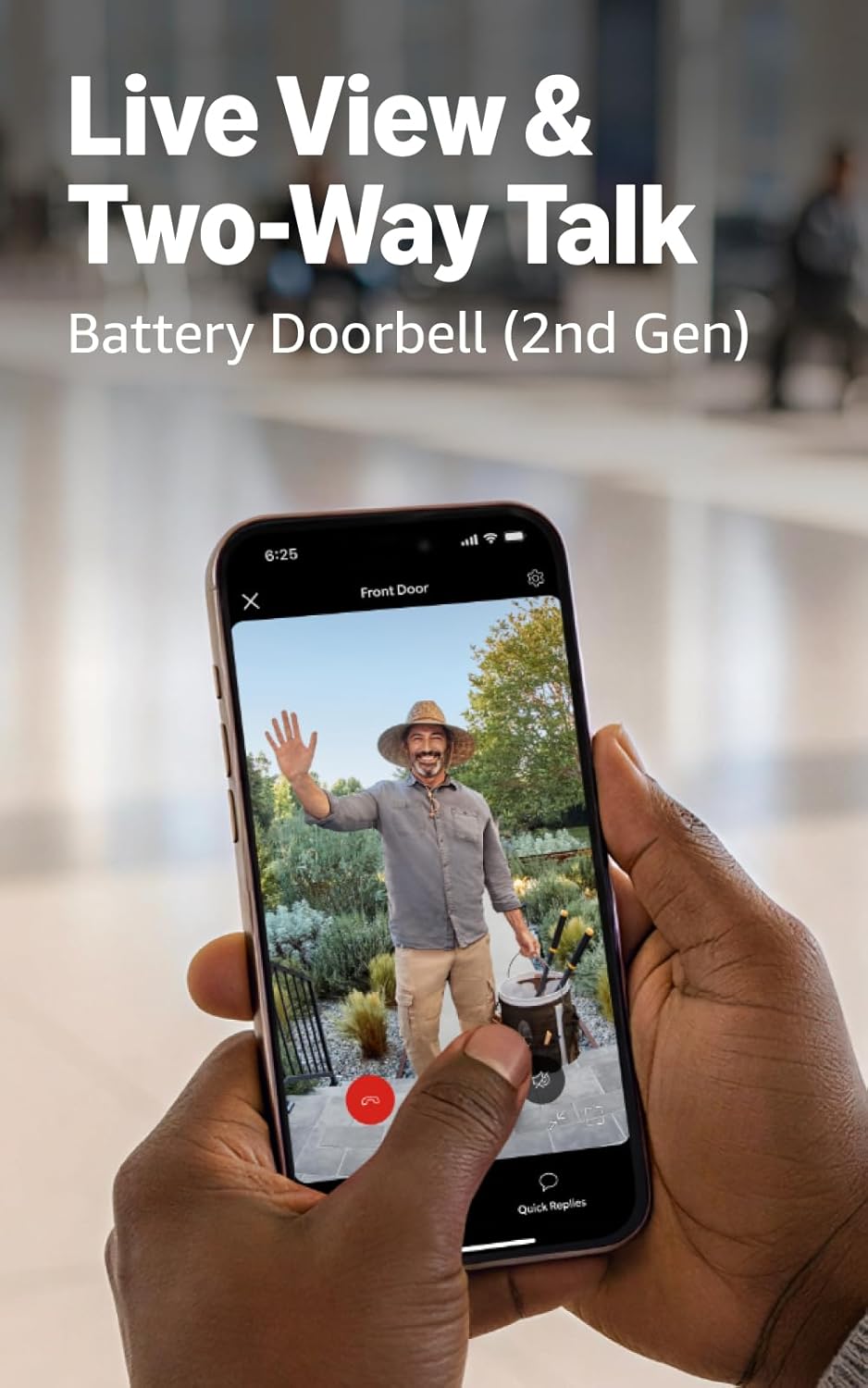Ring Battery Doorbell 2K (newest model) Retinal 2K with wide-angle video, up to 6x Enhanced Zoom, Two-Way Talk, and Built-In Battery, Speckled Gray