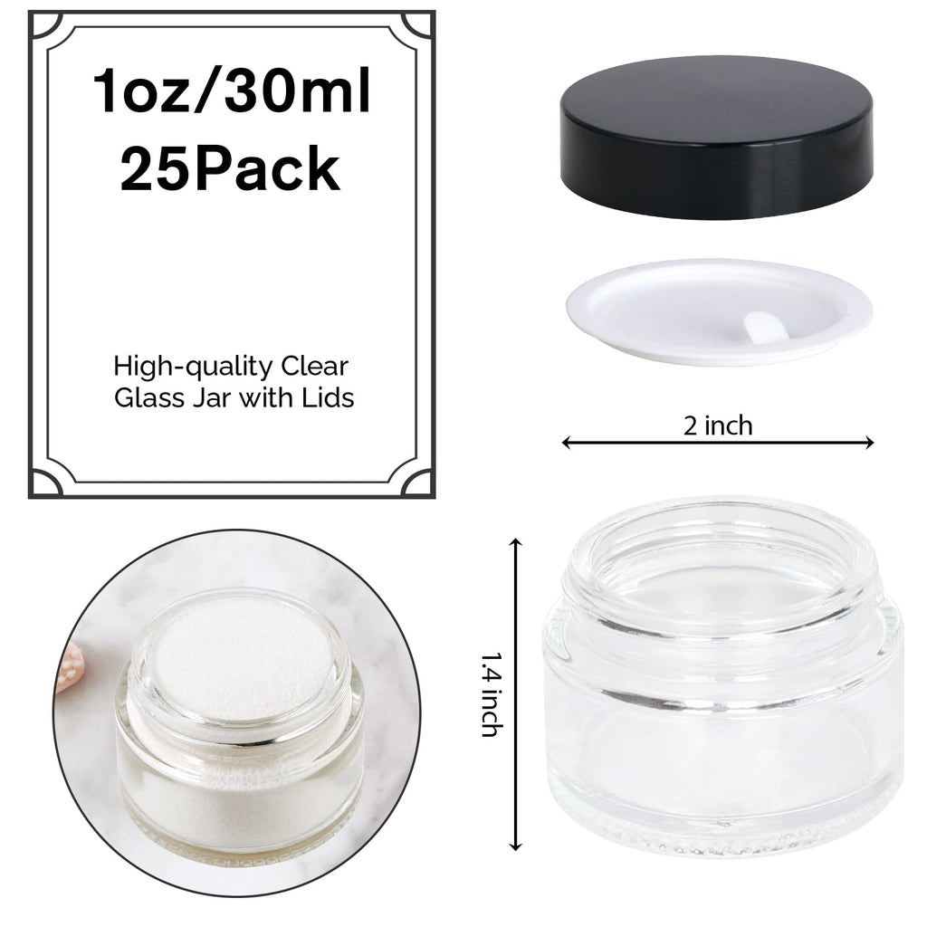 1oz Glass Jar with Lid,Hoa Kinh 25Pack Pink Frosted Cosmetic Containers