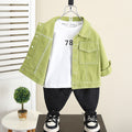 Boys Casual Long Sleeve Lapel Collar Lightweight Jacket