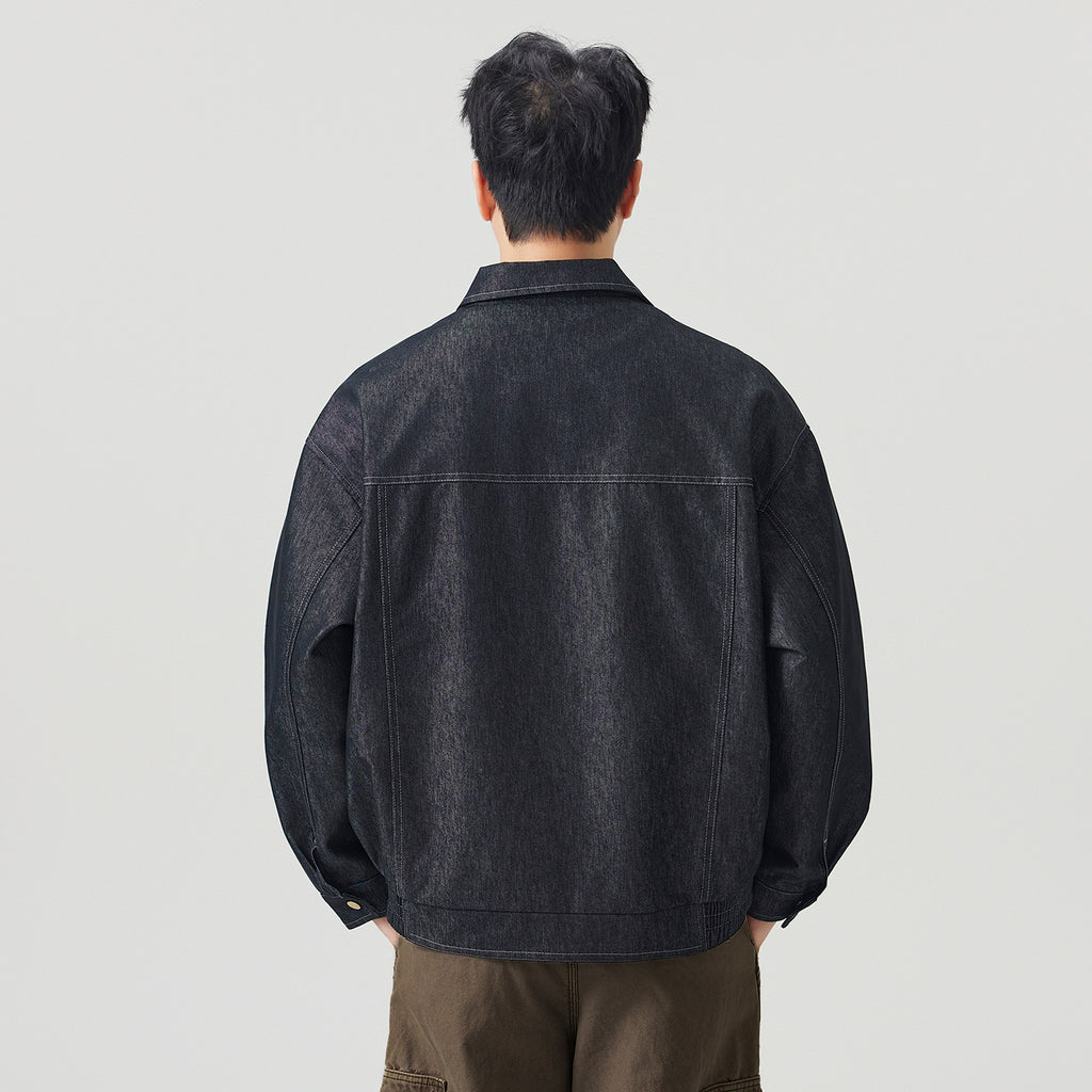 Men's Casual Raw Denim Turn-down Collar Jacket