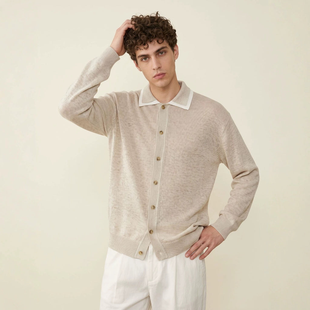 Men's collar long sleeved sweater