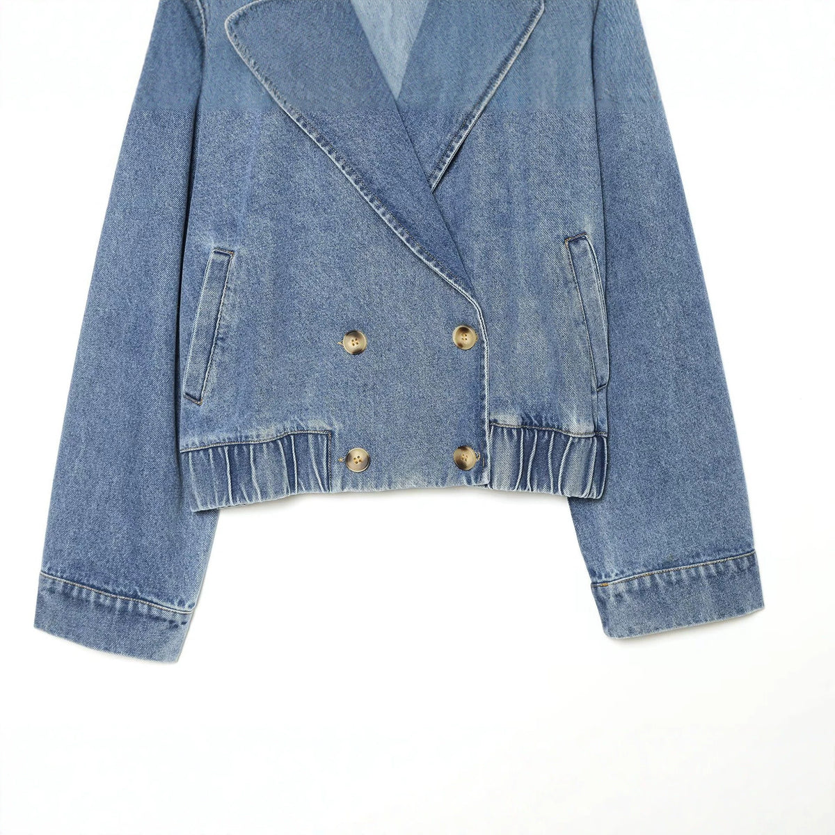Loose shoulder strap double breasted denim jacket for women