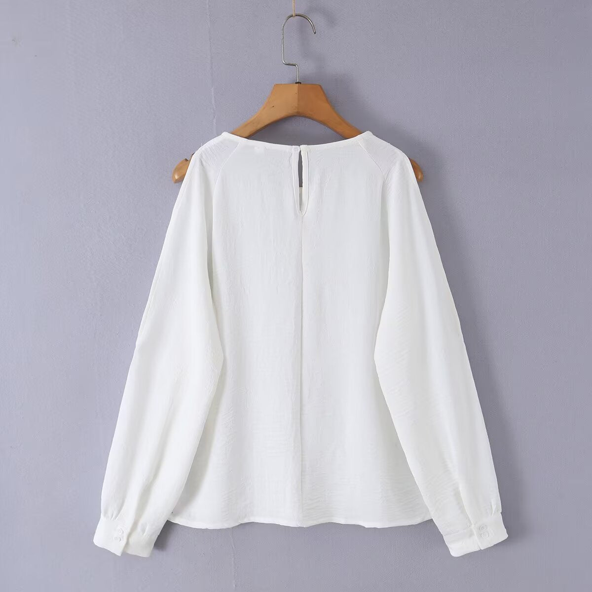 Hollow out shoulder long sleeved chiffon shirt for women