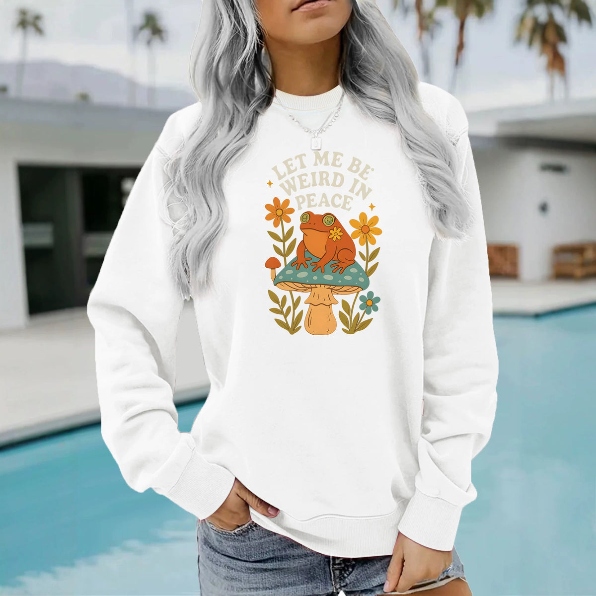 Frog and Mushroom Printed Hoodie