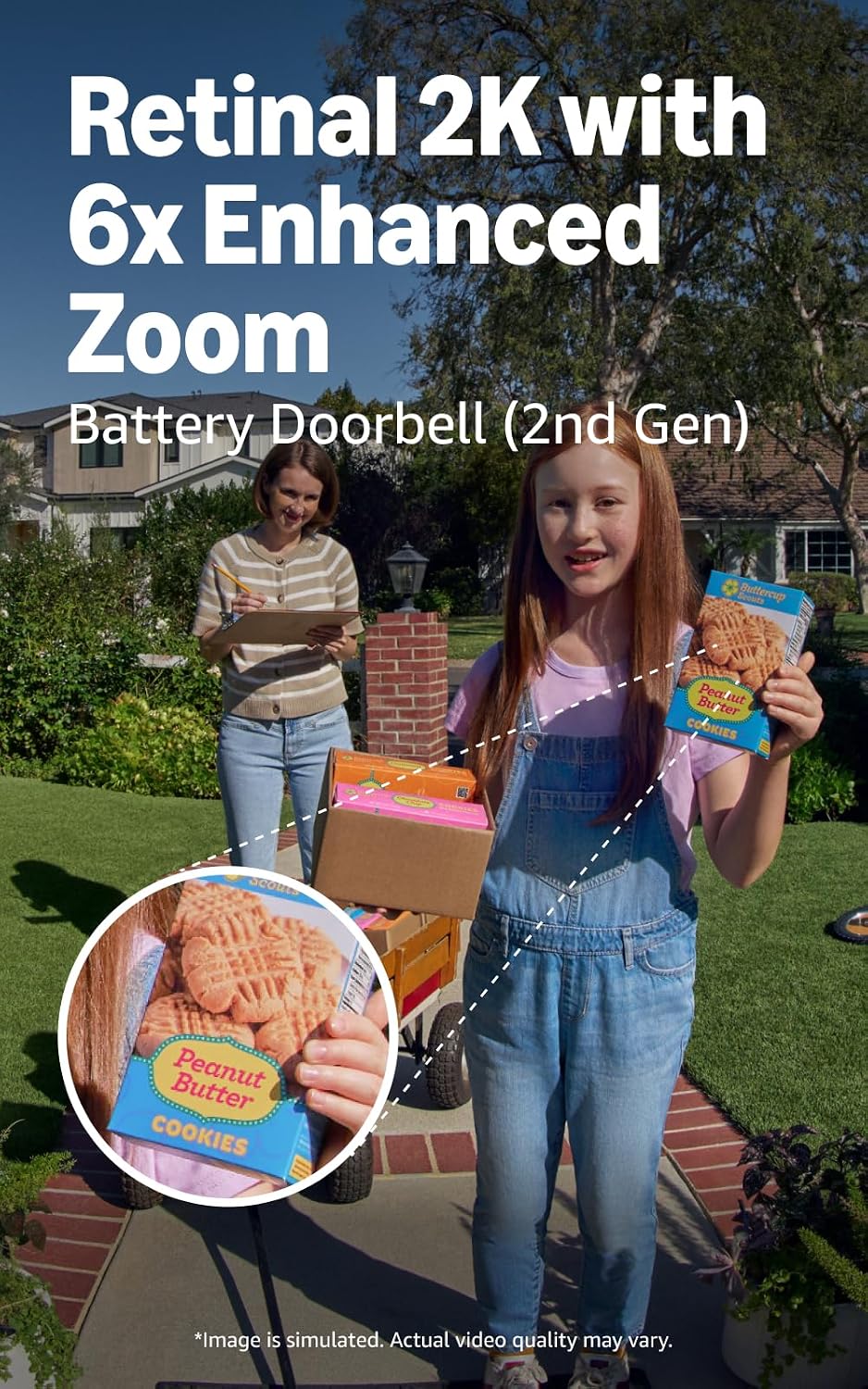 Ring Battery Doorbell 2K (newest model) Retinal 2K with wide-angle video, up to 6x Enhanced Zoom, Two-Way Talk, and Built-In Battery, Speckled Gray