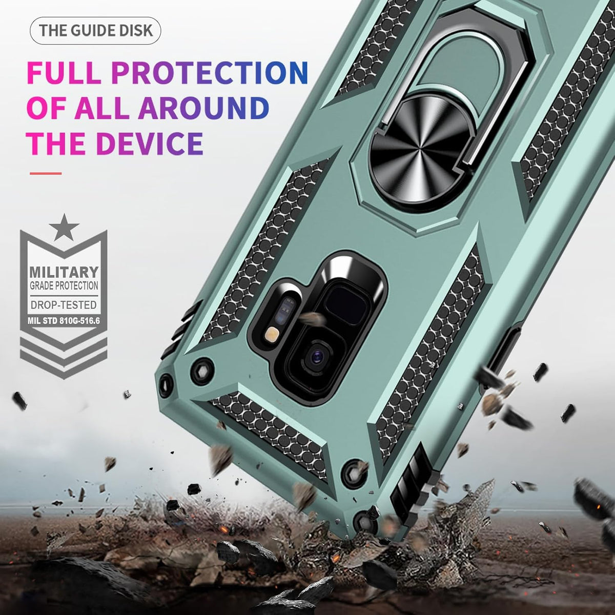 Yiakeng Samsung Galaxy S9 Case, Samsung S9 Case, Military Grade Protective Cases with Ring for Samsung Galaxy S9 (Dark Green)