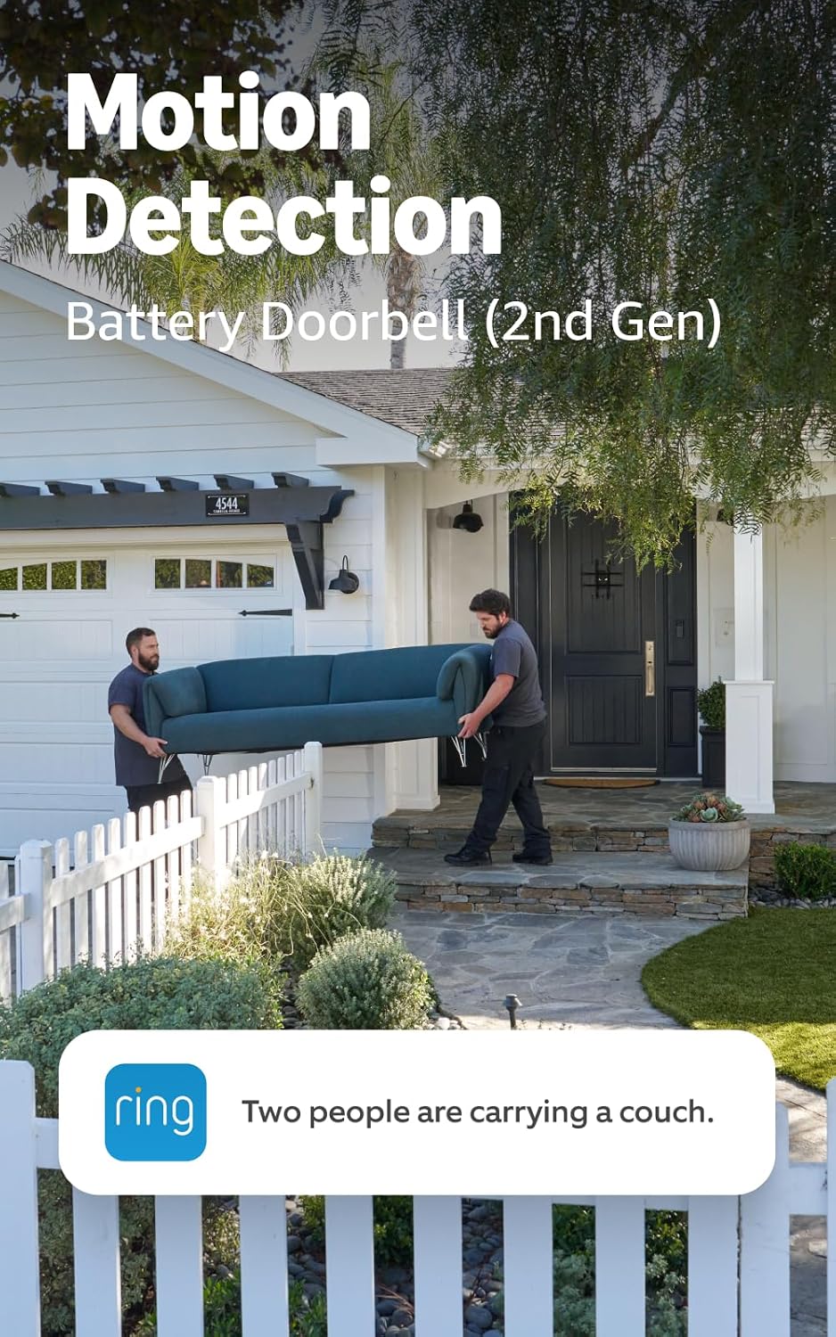 Ring Battery Doorbell 2K (newest model) Retinal 2K with wide-angle video, up to 6x Enhanced Zoom, Two-Way Talk, and Built-In Battery, Speckled Gray