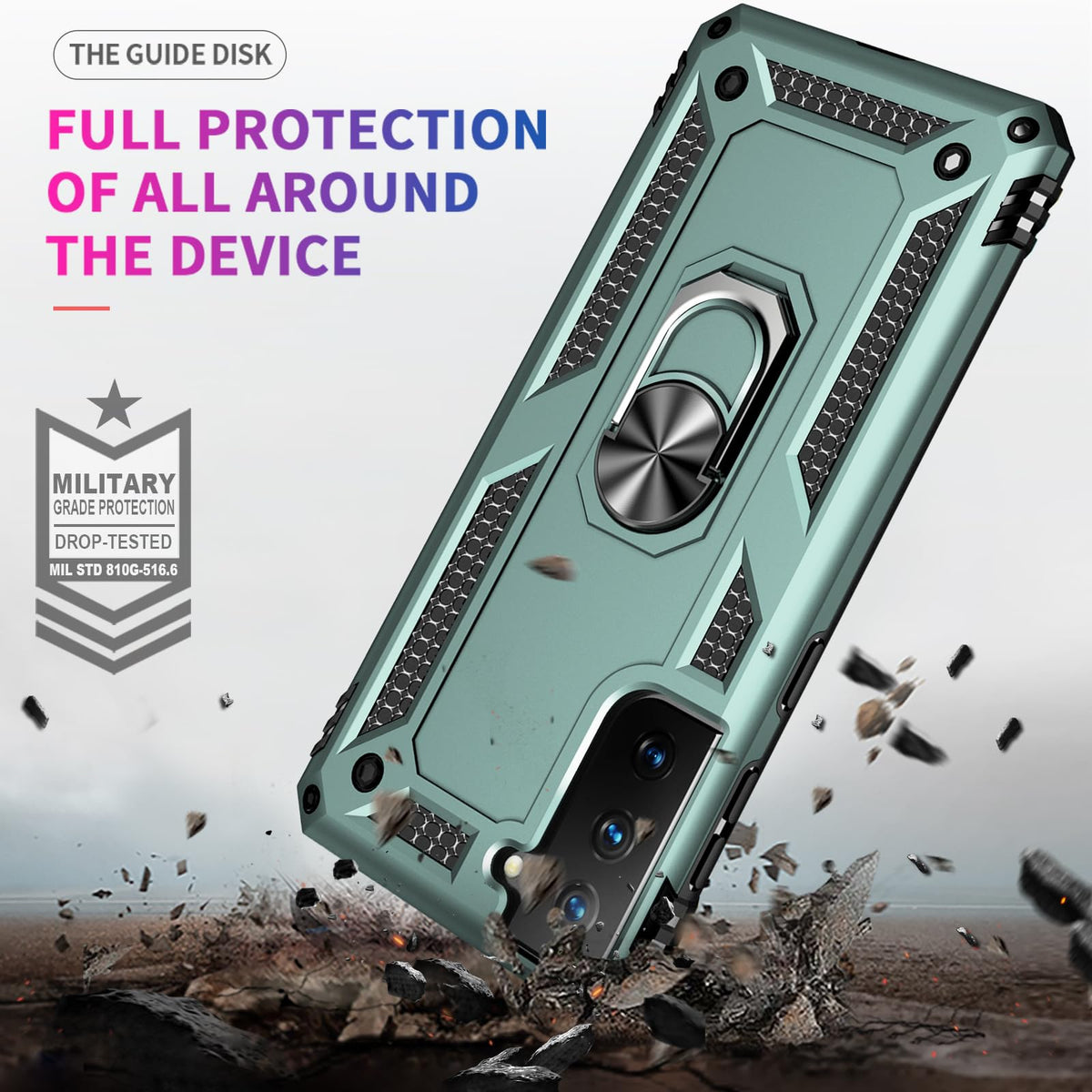 Yiakeng Samsung Galaxy S9 Case, Samsung S9 Case, Military Grade Protective Cases with Ring for Samsung Galaxy S9 (Dark Green)