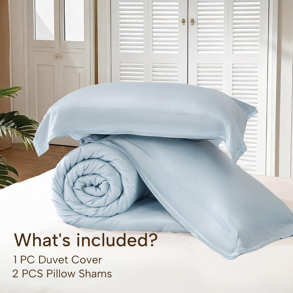 Twin Duvet Cover,100% Bamboo Viscose‑Derived,Cooling Duvet Cover 3 Pcs Set