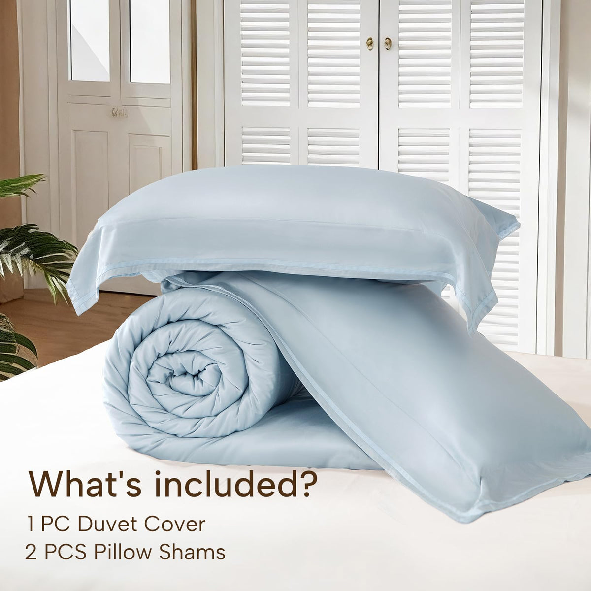 Twin Duvet Cover,100% Bamboo Viscose‑Derived,Cooling Duvet Cover 3 Pcs Set