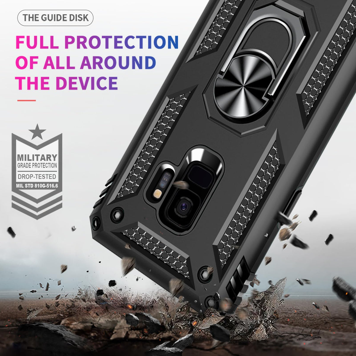 Yiakeng Samsung Galaxy S9 Case, Samsung S9 Case, Military Grade Protective Cases with Ring for Samsung Galaxy S9 (Dark Green)