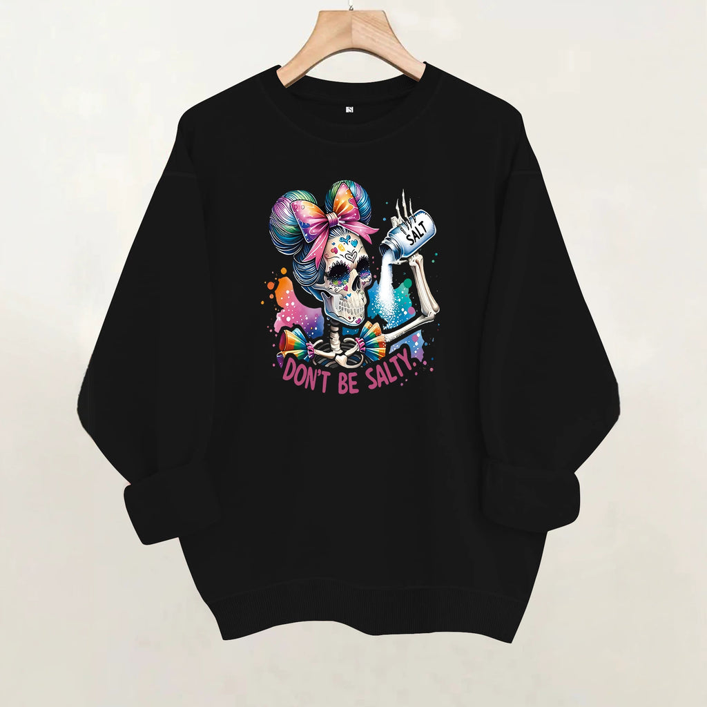 Printed round neck fleece hoodie