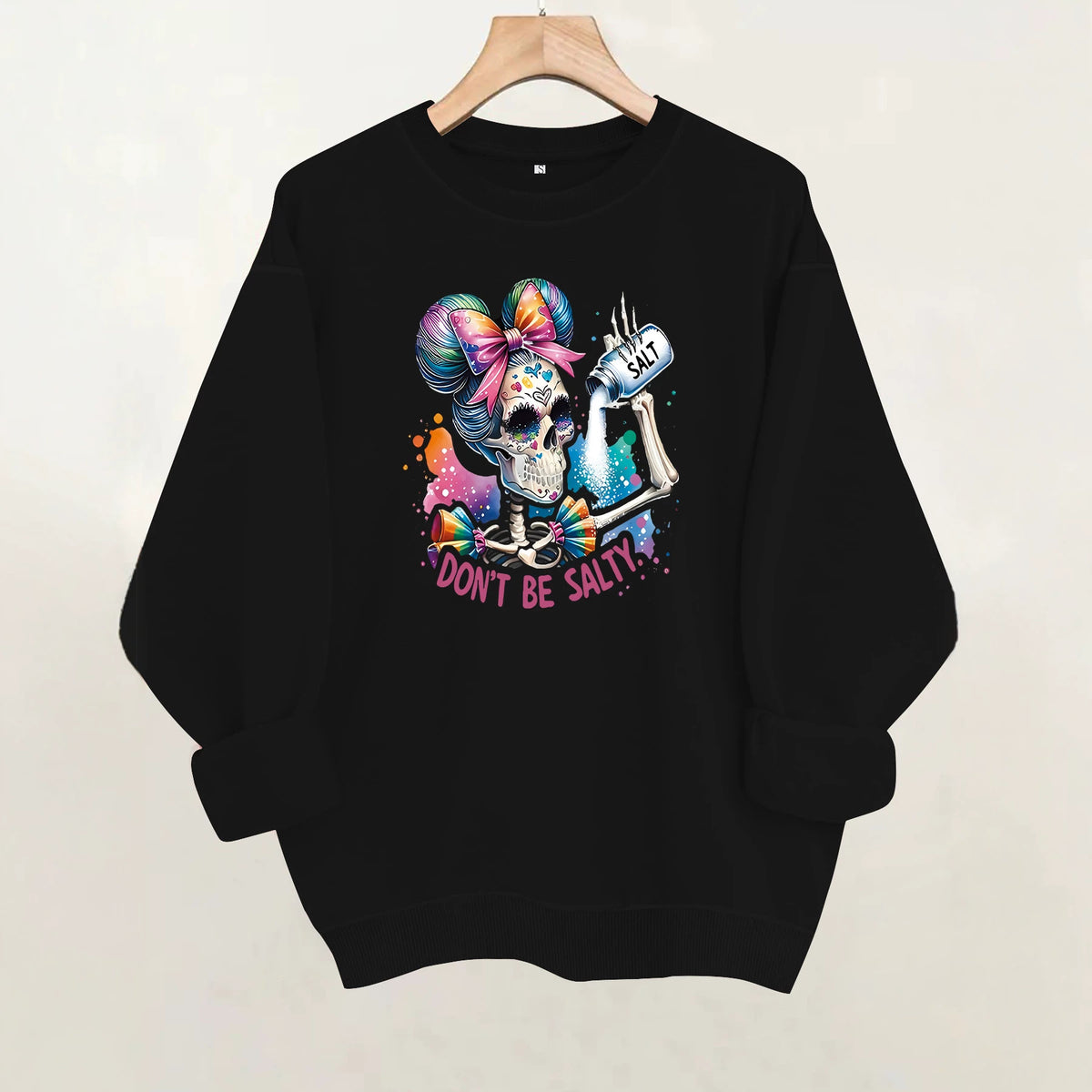Printed round neck fleece hoodie
