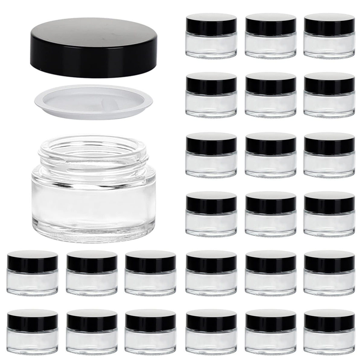 1oz Glass Jar with Lid,Hoa Kinh 25Pack Pink Frosted Cosmetic Containers