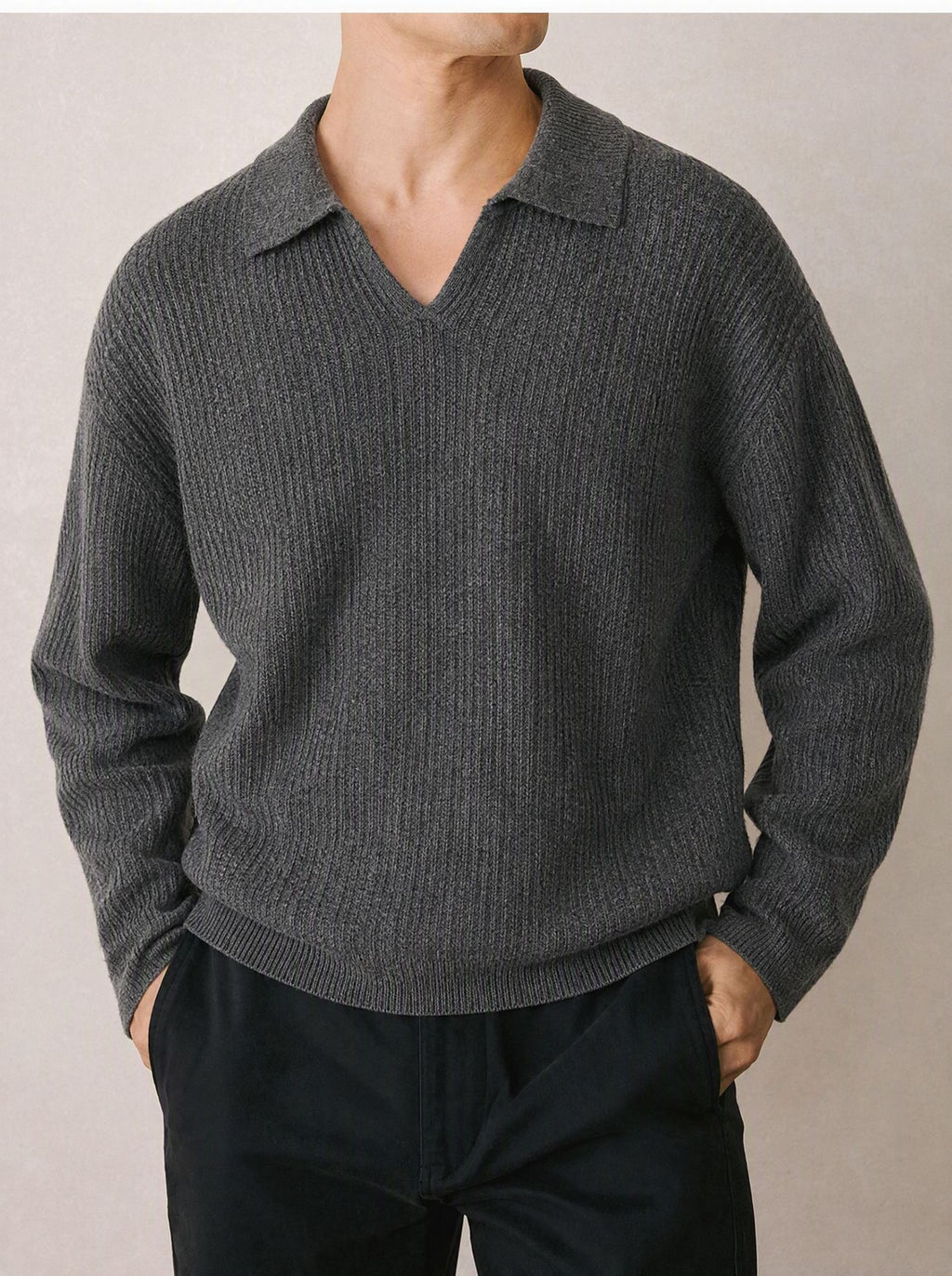 Collar long sleeved woolen man