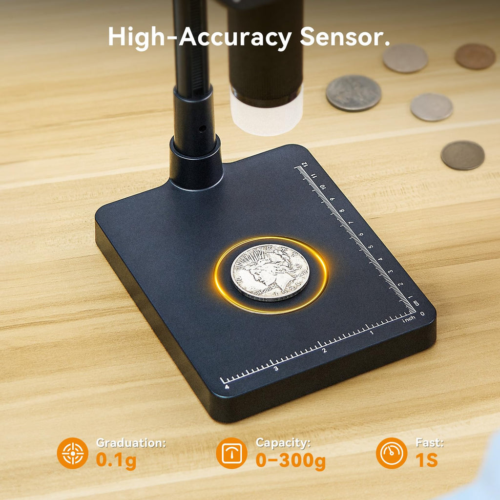 Elikliv Microscope, Digital Coin Microscope 1000x with Lights, EDM4, 4.3''