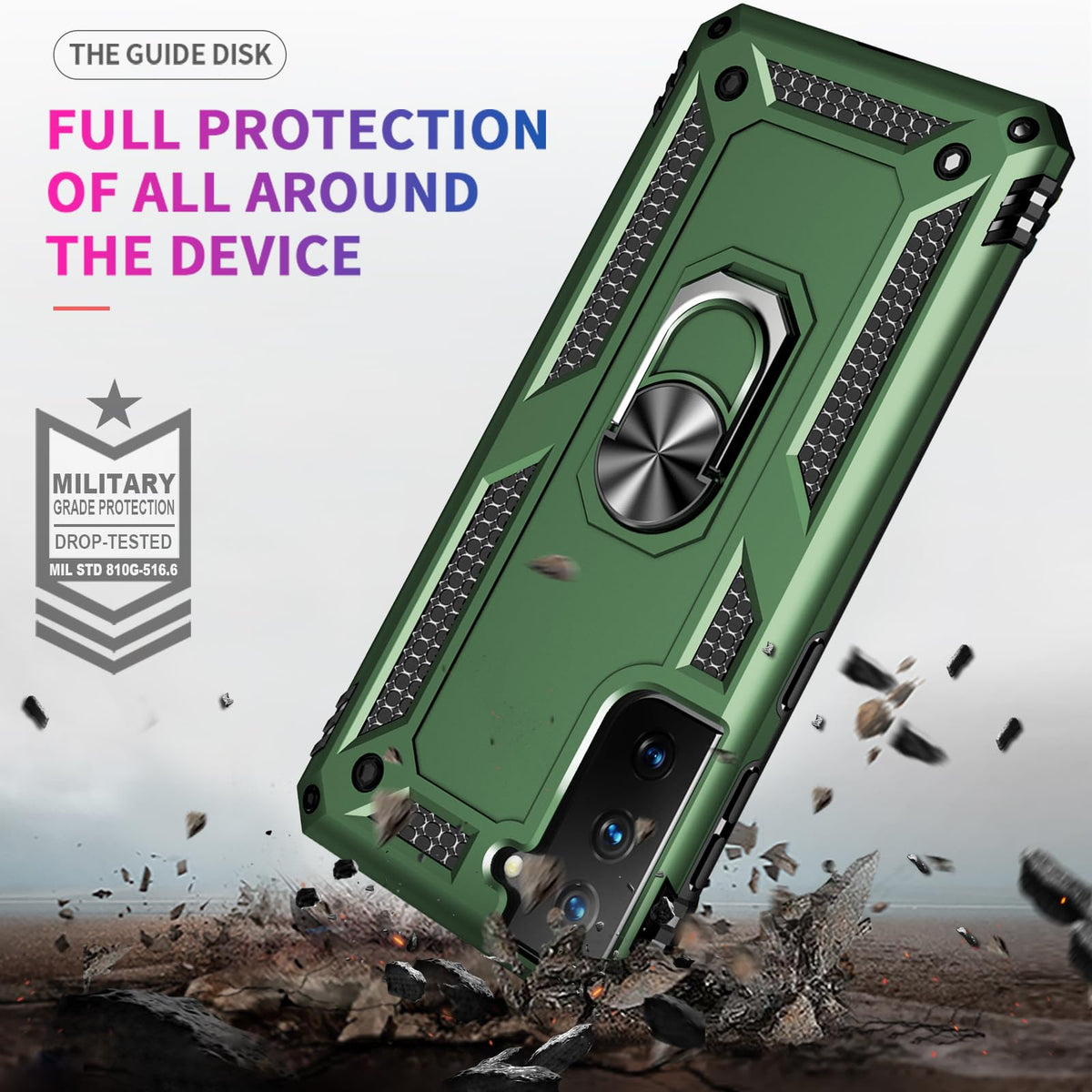 Yiakeng Samsung Galaxy S9 Case, Samsung S9 Case, Military Grade Protective Cases with Ring for Samsung Galaxy S9 (Dark Green)