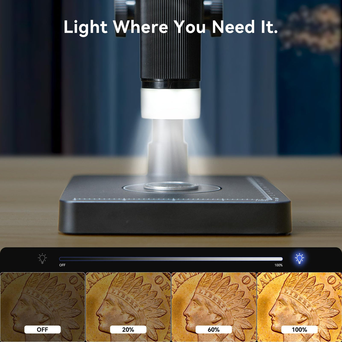 Elikliv Microscope, Digital Coin Microscope 1000x with Lights, EDM4, 4.3''
