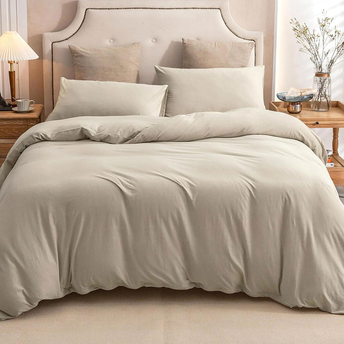 PURE ERA Jersey Knit Duvet Cover Set Heather Charcoal Grey Queen