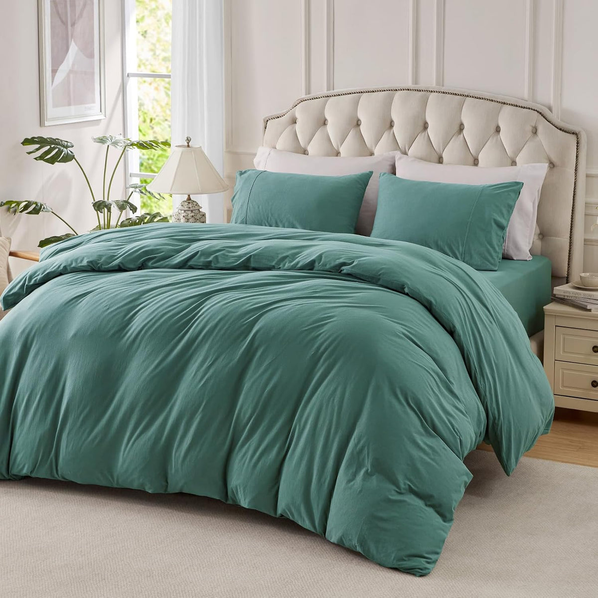 PURE ERA Jersey Knit Duvet Cover Set Heather Charcoal Grey Queen
