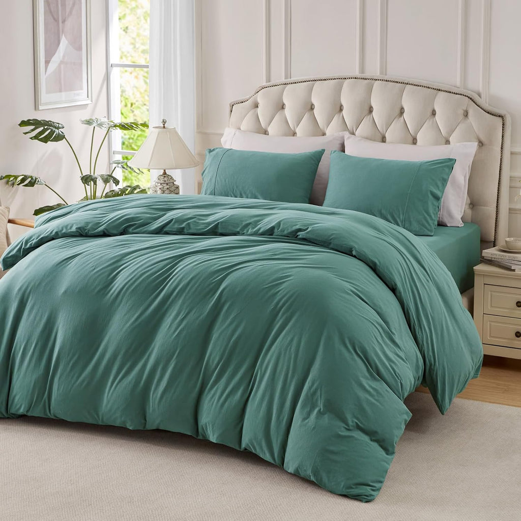 PURE ERA Jersey Knit Duvet Cover Set Heather Charcoal Grey Queen