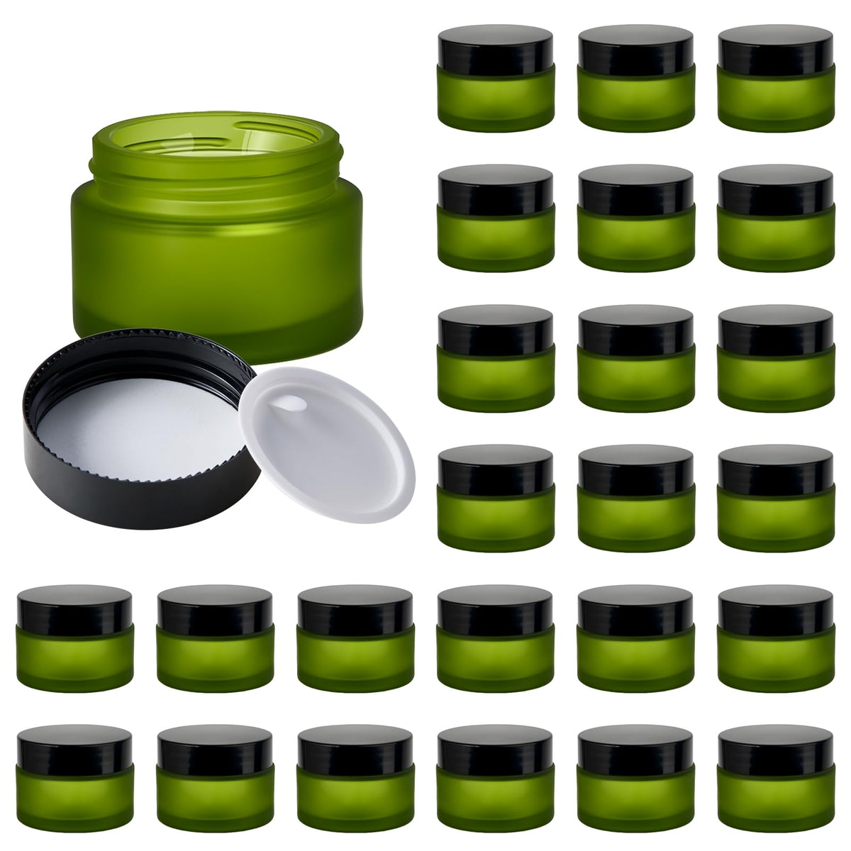 1oz Glass Jar with Lid,Hoa Kinh 25Pack Pink Frosted Cosmetic Containers
