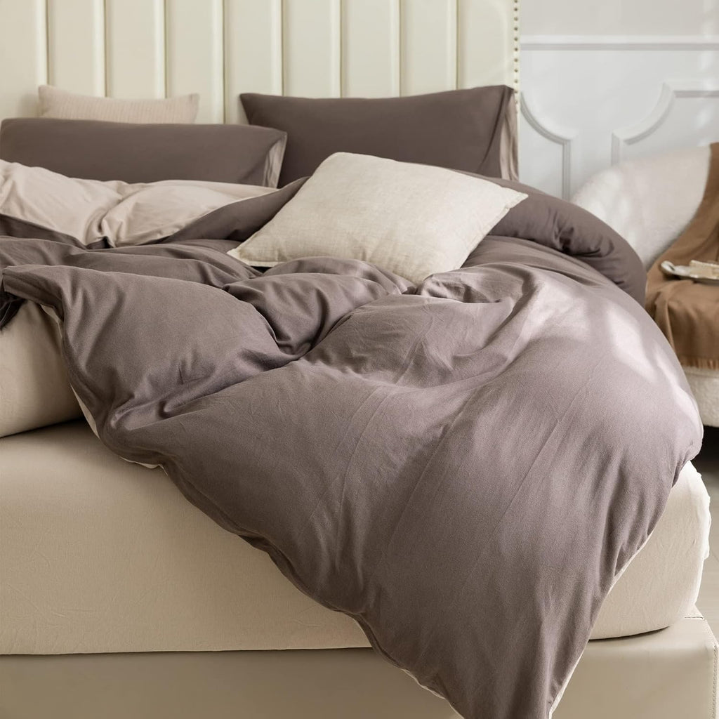 PURE ERA Jersey Knit Duvet Cover Set Heather Charcoal Grey Queen