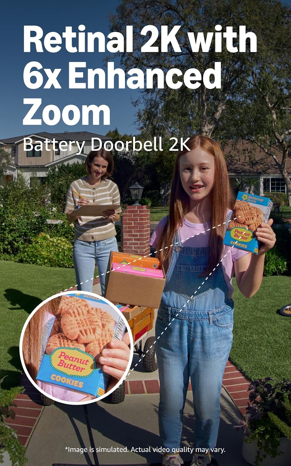 Ring Battery Doorbell 2K (newest model) Retinal 2K with wide-angle video, up to 6x Enhanced Zoom, Two-Way Talk, and Built-In Battery, Speckled Gray