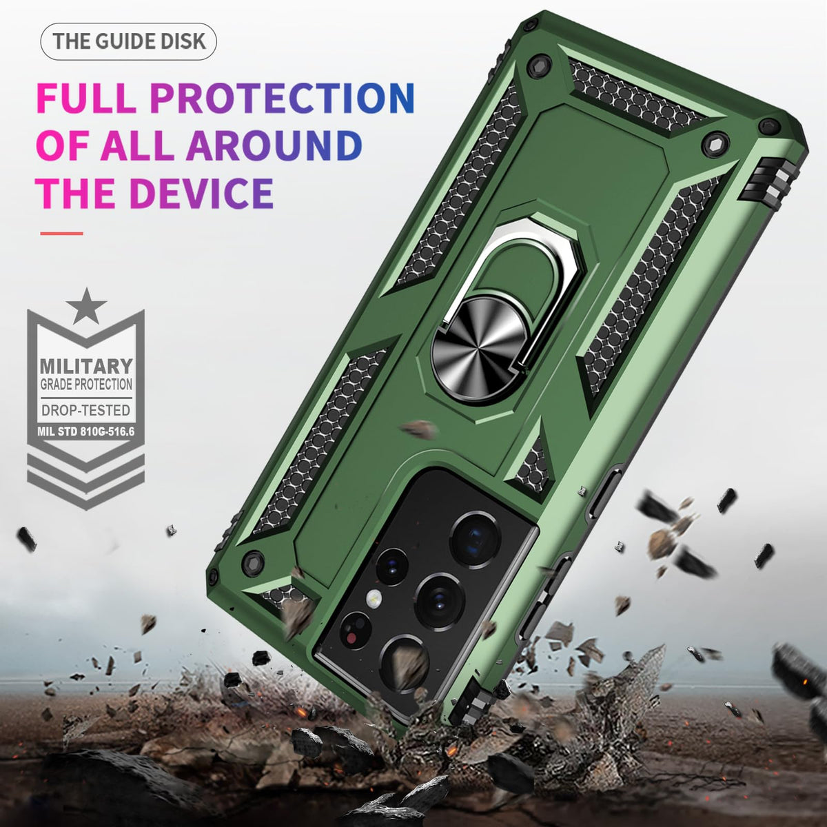 Yiakeng Samsung Galaxy S9 Case, Samsung S9 Case, Military Grade Protective Cases with Ring for Samsung Galaxy S9 (Dark Green)