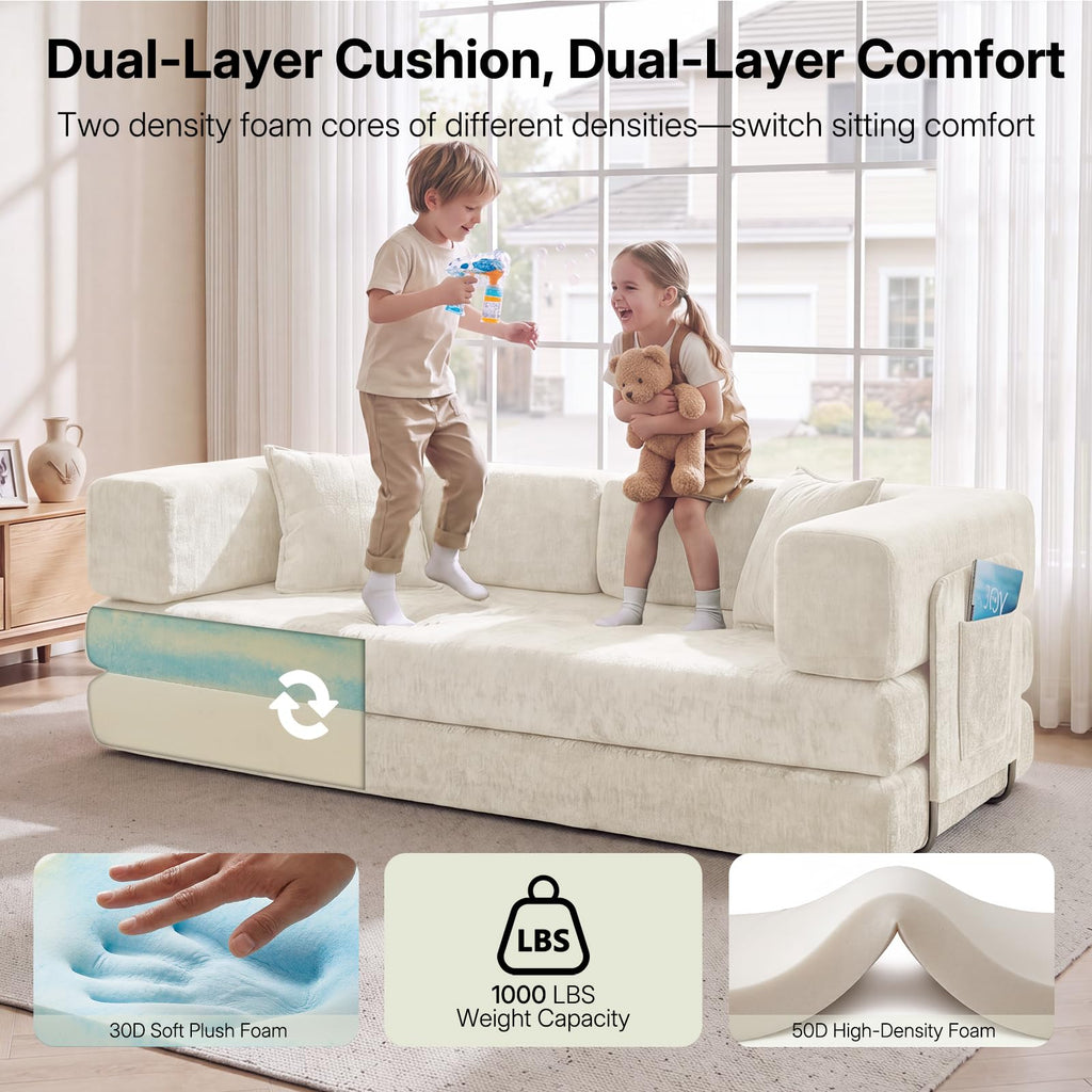 78.8" Convertible Futon Sofa Bed, Boneless Couch for Living Room