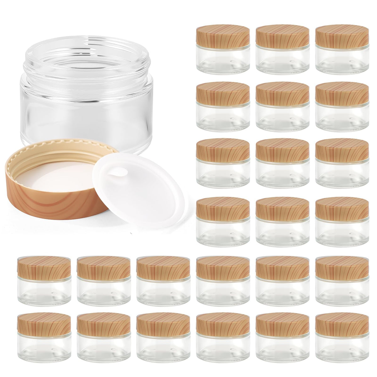 1oz Glass Jar with Lid,Hoa Kinh 25Pack Pink Frosted Cosmetic Containers