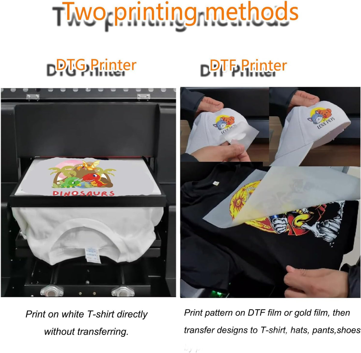 A3 DTG & DTF Printer，A3 L1805 Flatbed Printer，Direct to Film, Direct to Garment Printing for T-Shirts, Hoodies, Hats, Bag