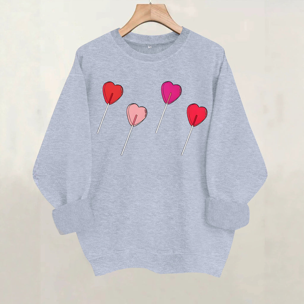 Pink heart-shaped balloon printed sweatshirt