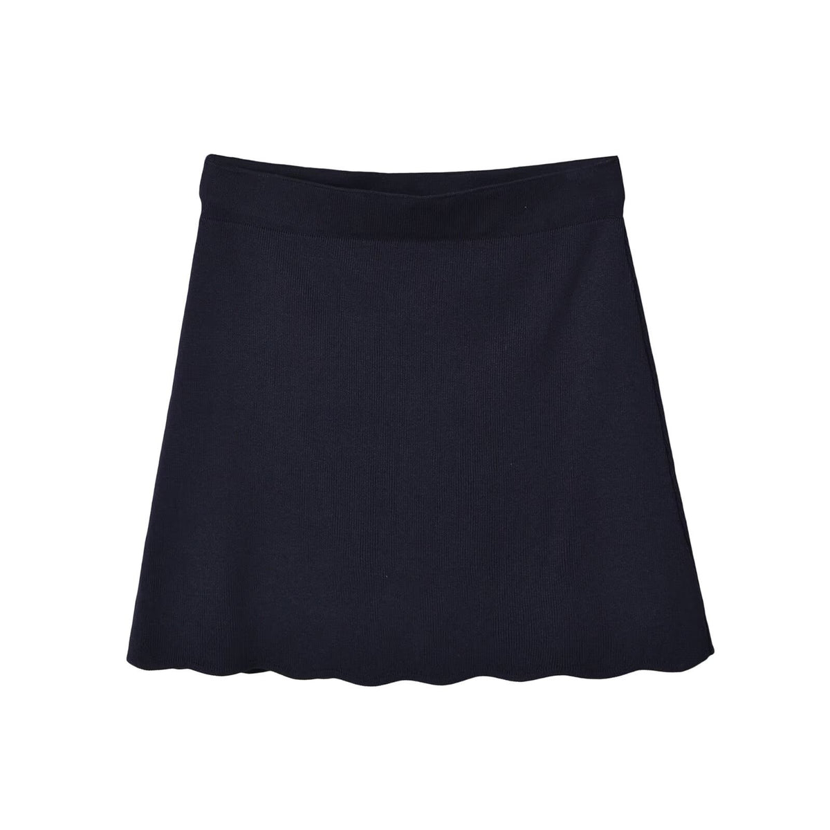 Button up wavy edge knitted jacket+short skirt set for women