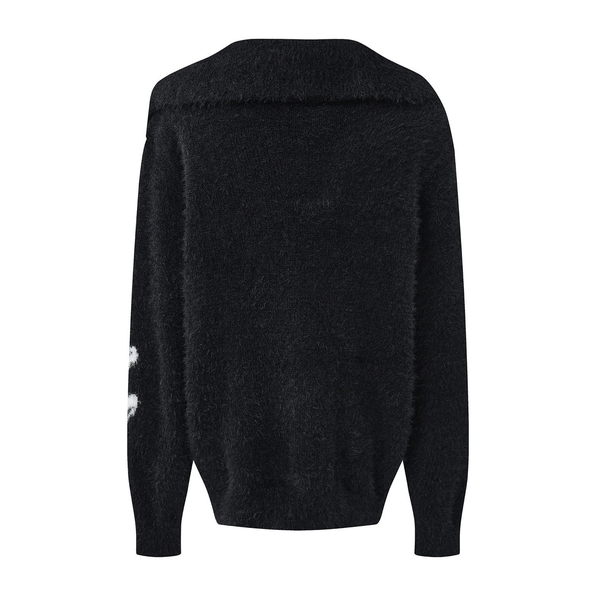 Women's Relaxed Style Letter Jacquard Pattern Asymmetrical Collar Knit Pullover Sweater