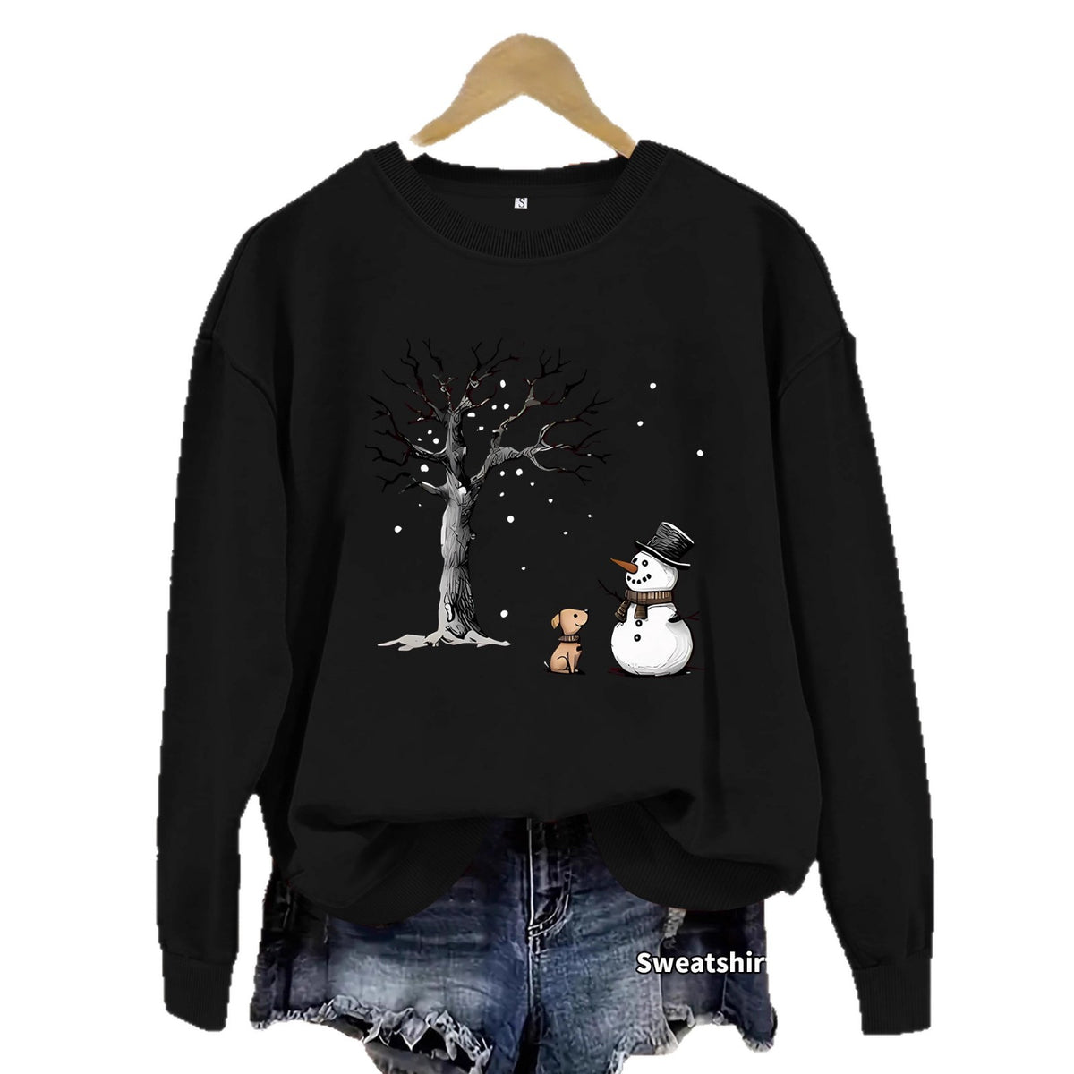 Printed round neck long sleeved sweatshirt