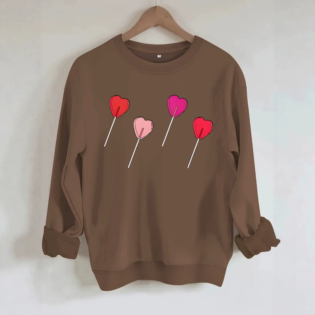 Pink heart-shaped balloon printed sweatshirt