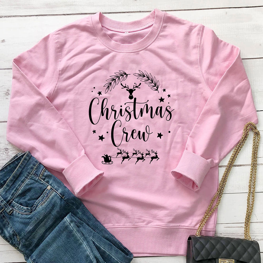 Christmas reindeer print hoodie with letters